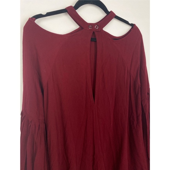 Free People Womens Drift Away Cold Shoulder Tunic Top S Burgundy Whimsigoth‎ - Picture 8 of 10